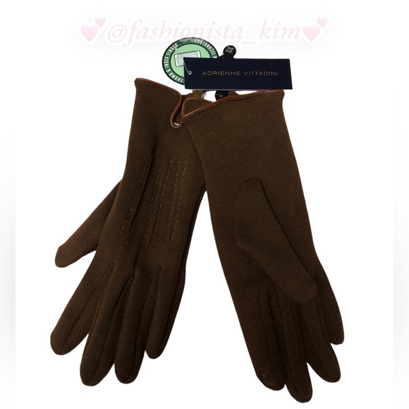 Women’s Adrienne Vittadini fleece-lined brown gloves - Picture 2 of 7